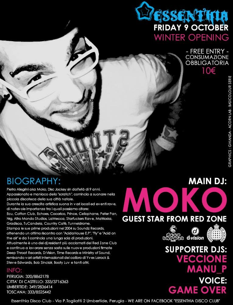 Opening Party with Dj Moko - Flyer front