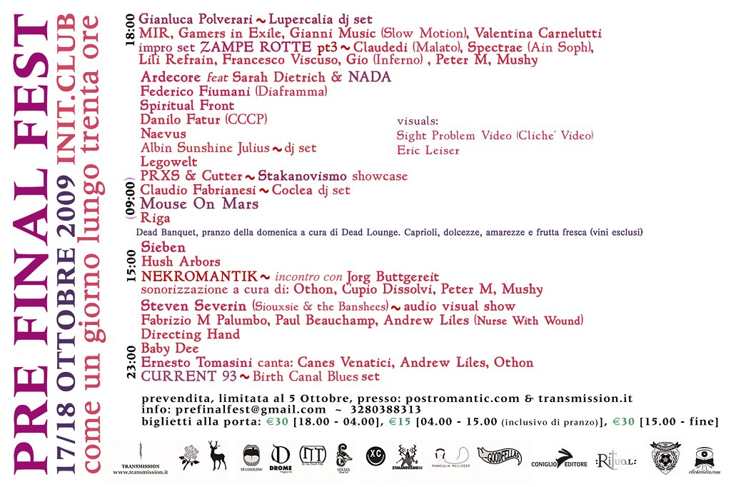 Mouse On Mars, Legowelt, Claudio Fabrianesi, Prxs + Cutter, Riga At Pre Final After Hour - Flyer back