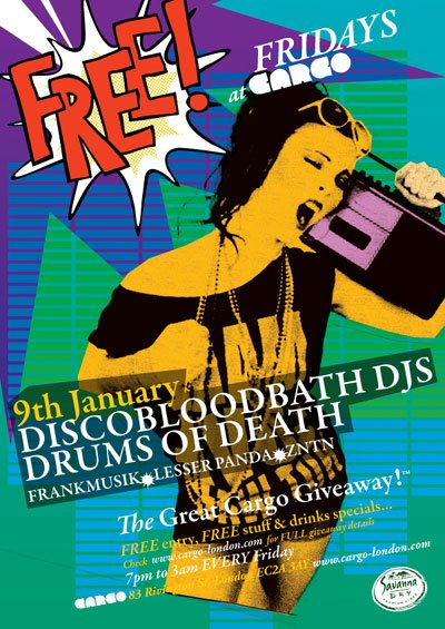 Free Fridays feat Drums Of Death + Disco Bloodbath - Flyer front