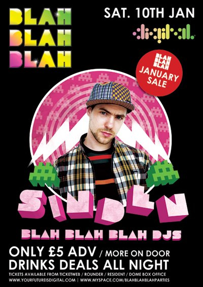 The Blah Blah Blah January Sale presents Sinden - Flyer front