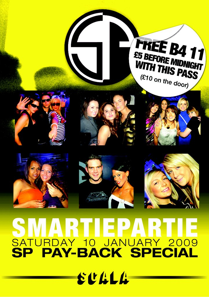 Smartie Partie Payback Special - Flyer front