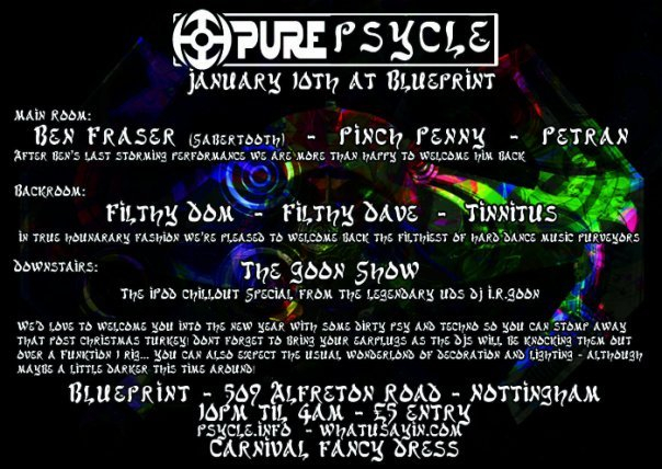 Pure Psycle Sabretooth Records Launch Special - Flyer back