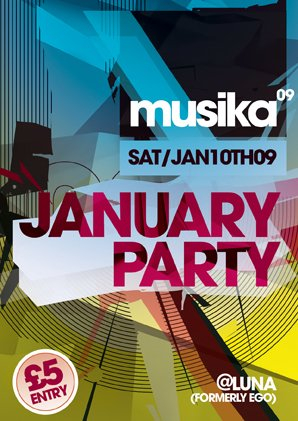 Musika January Party - Flyer front