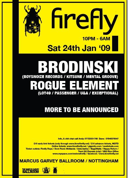 Firefly with Brodinski & Rogue Element - Flyer front