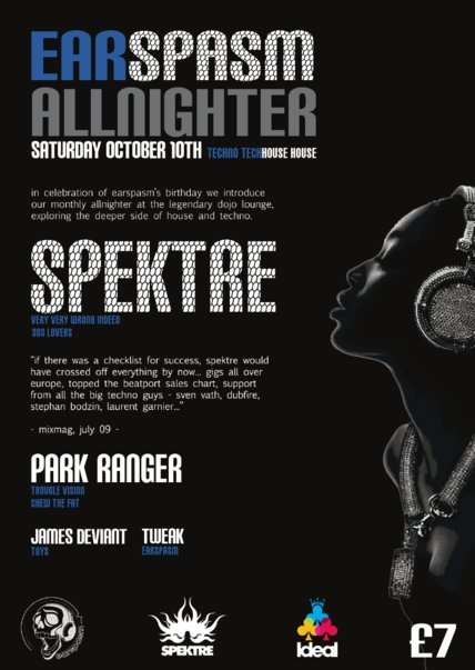Earspasm: presenting Spektre, Park Ranger and Others - Flyer front