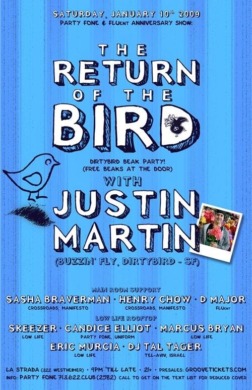 The Return Of The Bird with Justin Martin - Flyer front