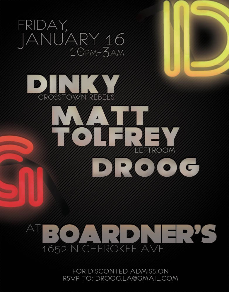 Dinky, Matt Tolfrey & Droog - Flyer back