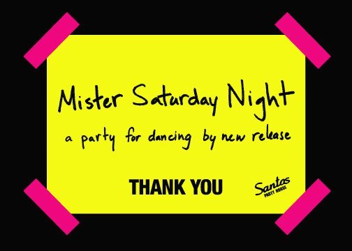 Mister Saturday Night presents Kerri Chandler & Optimo (JD Twitch) - Flyer back