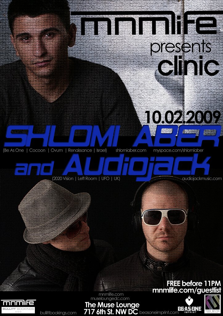 Mnmlife Special Clinic Event: Shlomi Aber & Audiojack - Flyer front