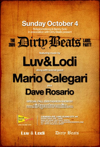 Dirty Beats At Water Taxi - Flyer back