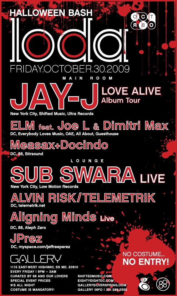 Loda Halloween Bash - J-Jay, Elm, and Much, Much More - Flyer back
