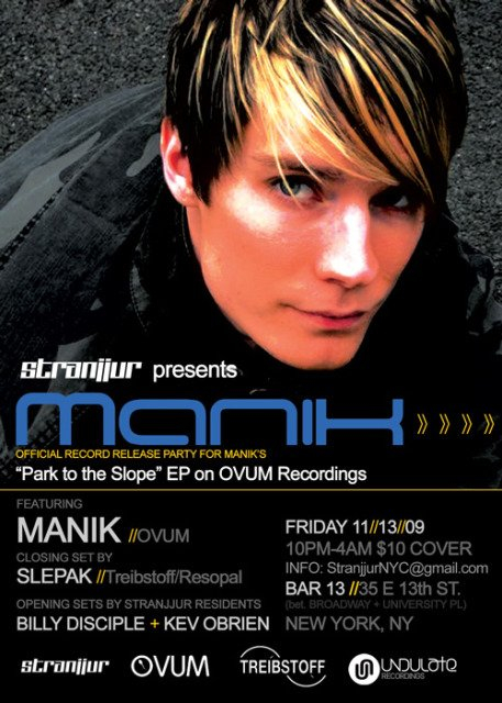 Stranjjur presents: Manik 's Release Party - Flyer front