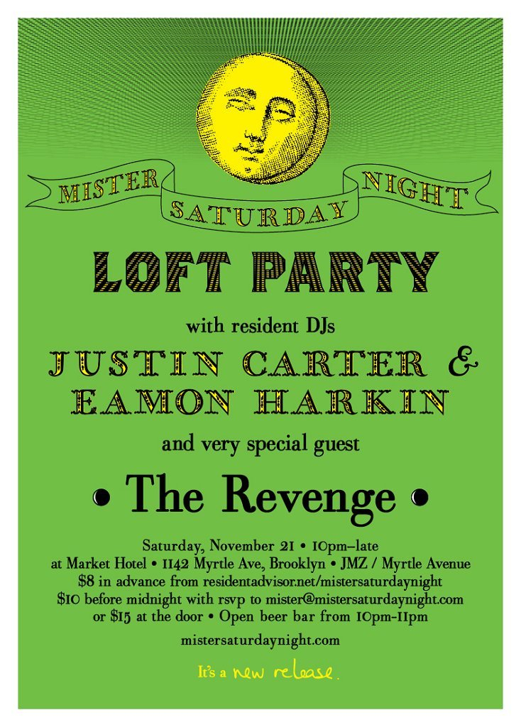 Mister Saturday Night Loft Party with The Revenge - Flyer front