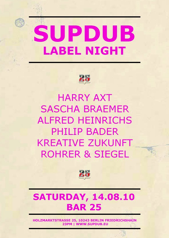 Supdub Label Night - Flyer front