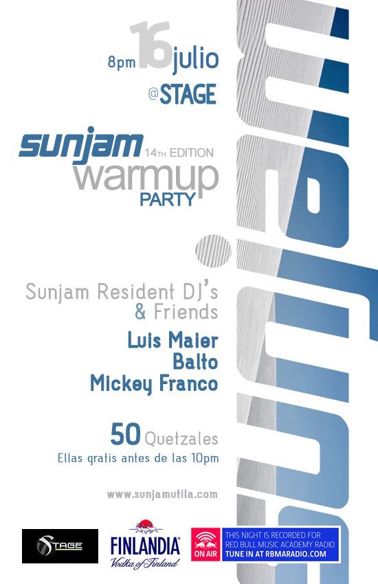 Sunjam Warm Up Party - Flyer front