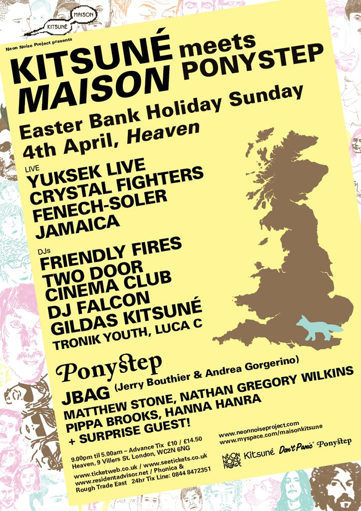 Neon Noise Project presents Kitsune Maison 'Meets' Ponystep - Flyer front