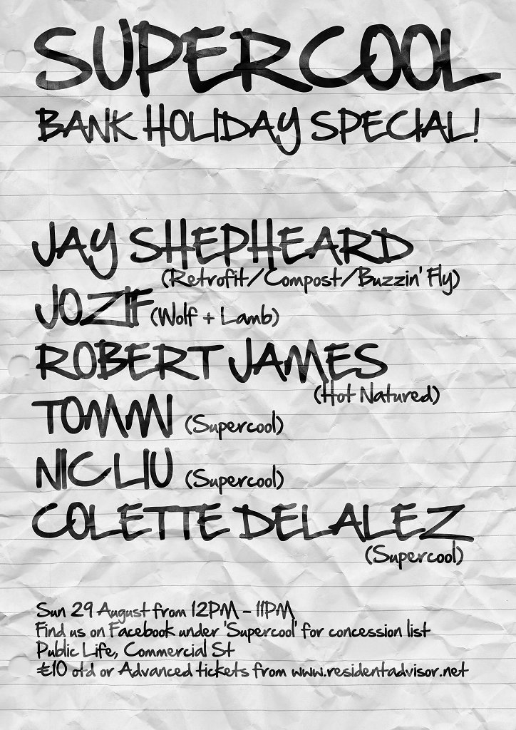 Supercool Bank Holiday Special - Flyer front