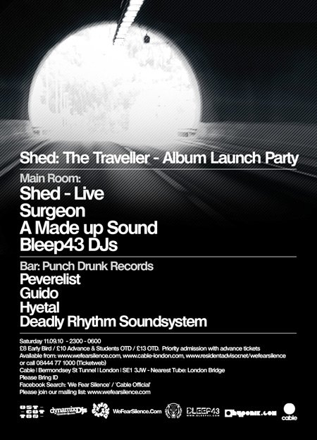 We Fear Silence & Deadly Rhythm present: Shed 'The Traveller' Album Launch - Flyer front