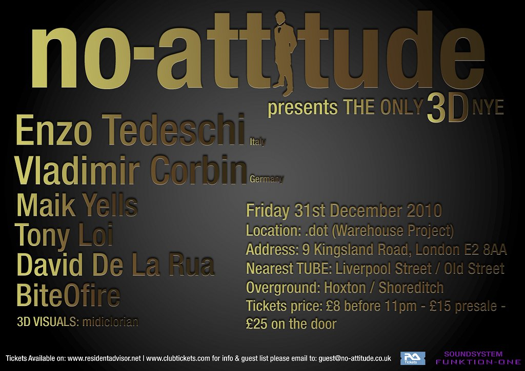 No-Attitude presents The Only 3-D New Years Eve - Flyer back