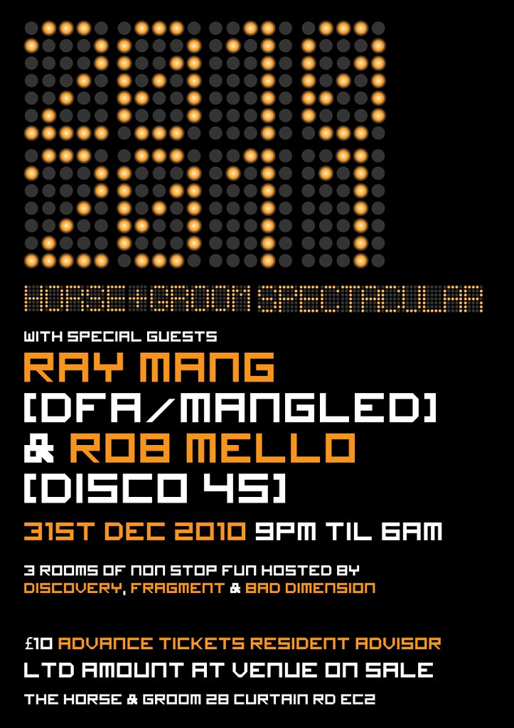 Nye Spectacular Ray Mang & Rob Mello, Discovery, Fragment, Bad Dimension - Flyer front