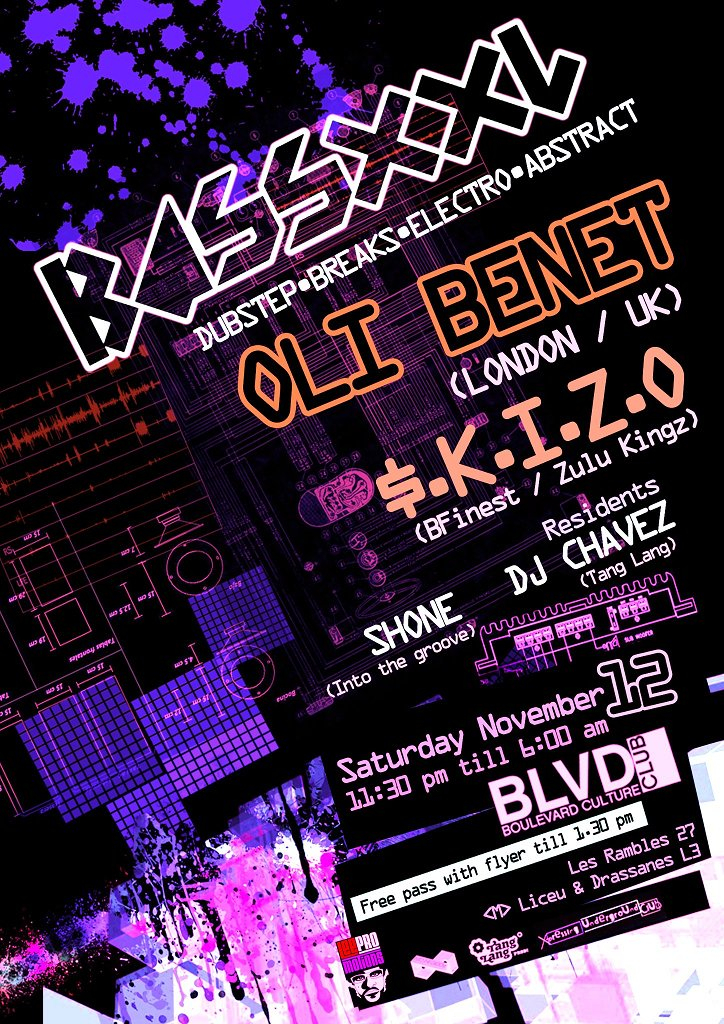 Bassxxl presents. Oli Benet , Skizo, Dj Chavez , Shone Dj - Flyer front