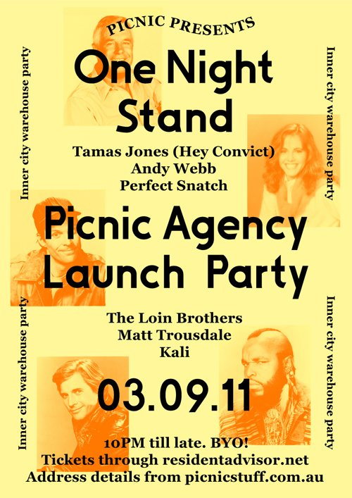 Picnic presents One Night Stand: Agency Launch - Flyer front
