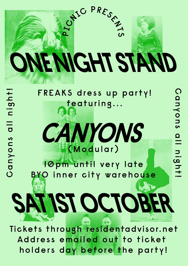 Picnic presents One Night Stand with Canyons - Flyer front