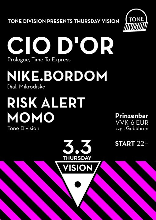Tone Division presents Thursday Vision with Cio D'Or - Flyer front