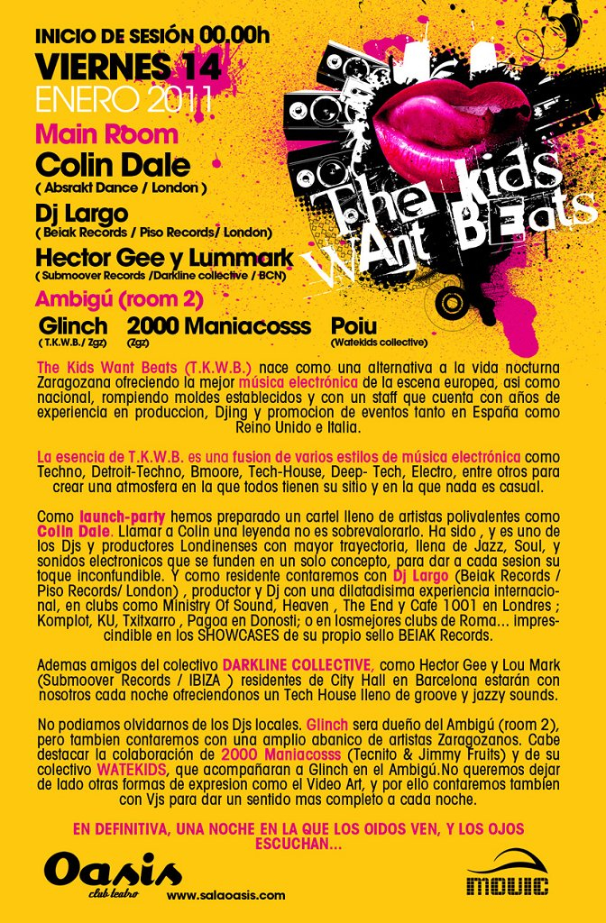 The Kids Want Beats - Flyer back