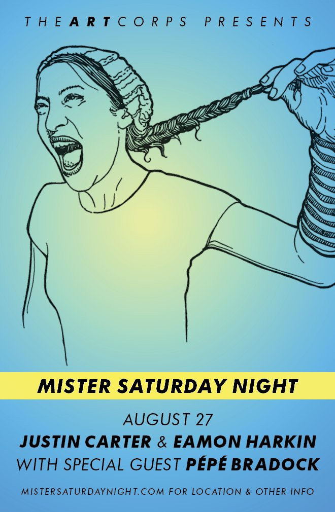 Mister Saturday Night with Eamon Harkin, Justin Carter and Pepe Bradock - Flyer back