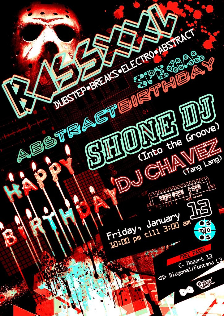 Bassxxl Crew Special Abstract At Dj Shone Birthday - Flyer front