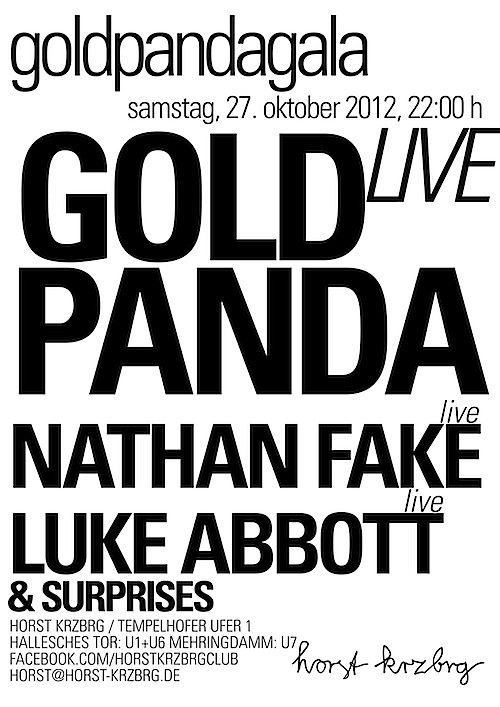 Gold Panda Gala with Gold Panda Live, Nathan Fake Live - Flyer front