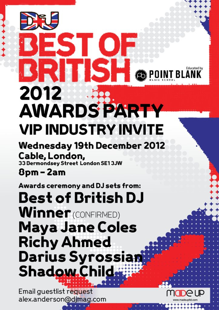 DJ Mag - Best of British 2012 Awards - Flyer front