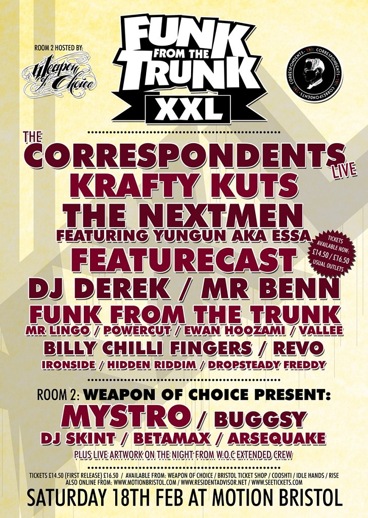 Funk From The Trunk Xxl - Correspondents / Krafty Kuts / Nextmen - Flyer front