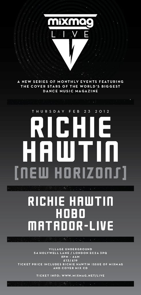 Mixmag Live presents Richie Hawtin: New Horizons - Flyer front