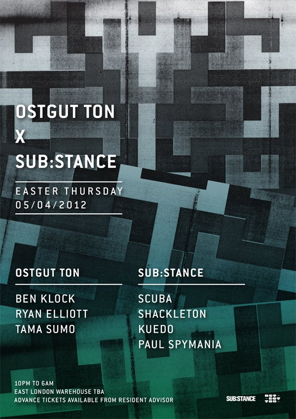 Ostgut Ton x Sub:Stance Label Showcase with Ben Klock, Scuba, Shackleton - Flyer front