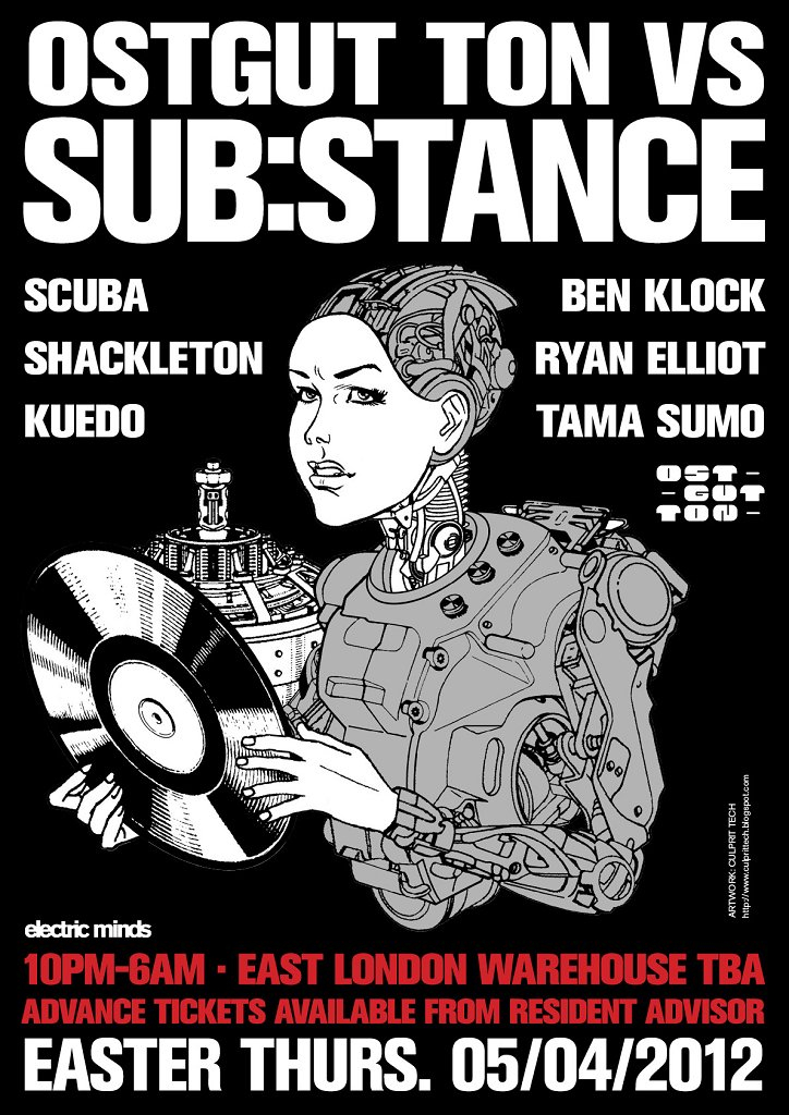 Ostgut Ton x Sub:Stance Label Showcase with Ben Klock, Scuba, Shackleton - Flyer back