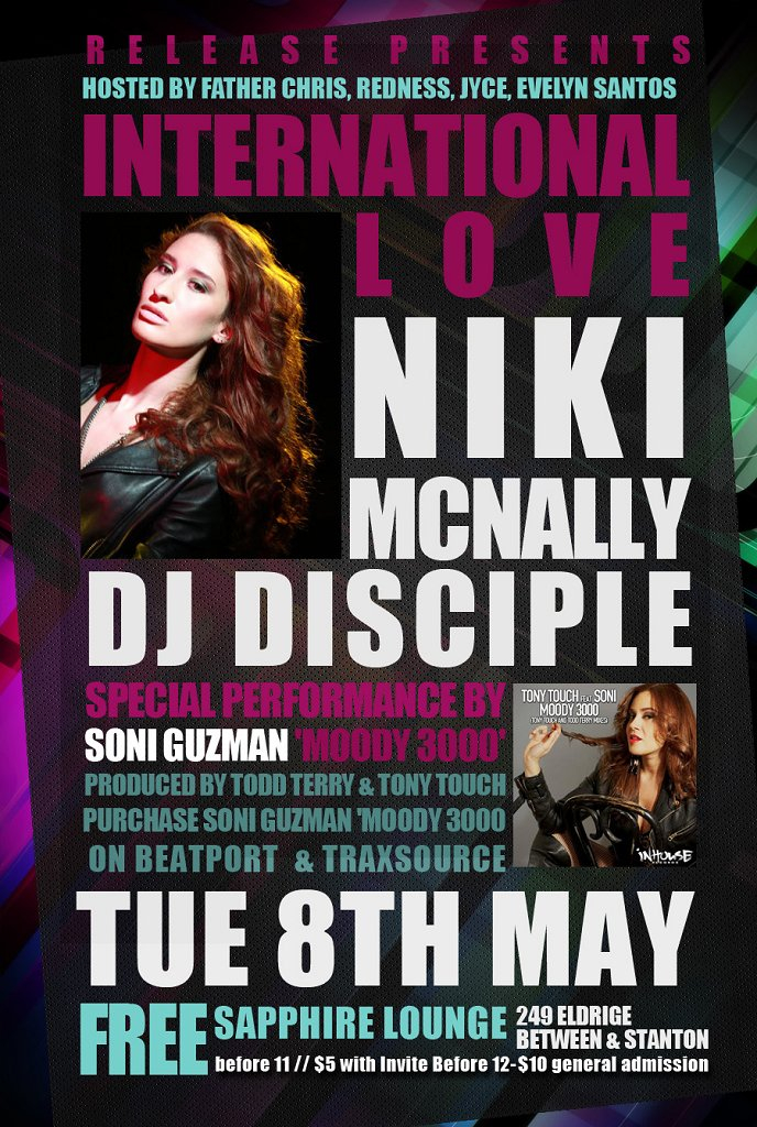 Release Pres. International Love with DJ Disciple & Special Guest Niki Mcnally - Flyer front