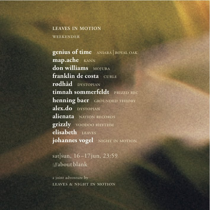 Leaves In Motion Pt. 3 with Genius of Time, Map.Ache, Don Williams, Rødhåd - Flyer back