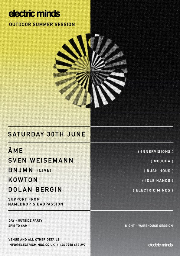 Electric Minds Summer Session with With Ame, Sven Weisemann, Bnjmn & Kowton - Flyer front
