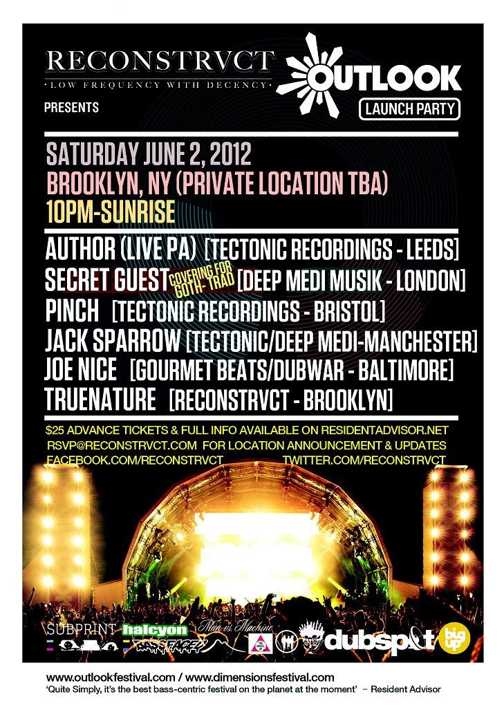 Reconstrvct Brooklyn, New York presents Outlook Festival Launch 2012 - Flyer front