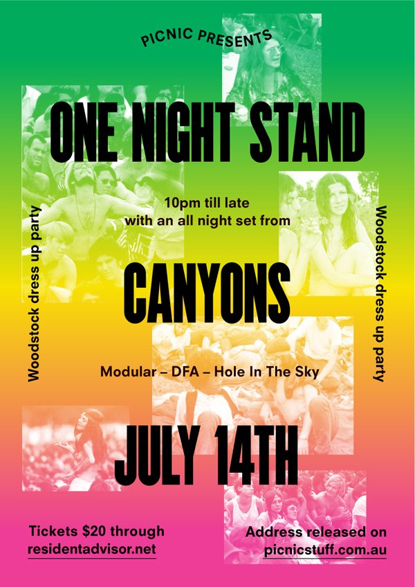 Picnic presents One Night Stand with Canyons - Flyer front