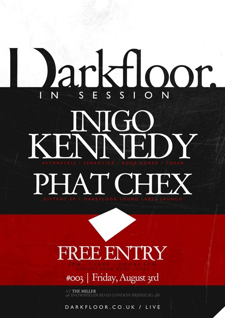 Darkfloor Live: Inigo Kennedy & Phat Chex - Flyer front