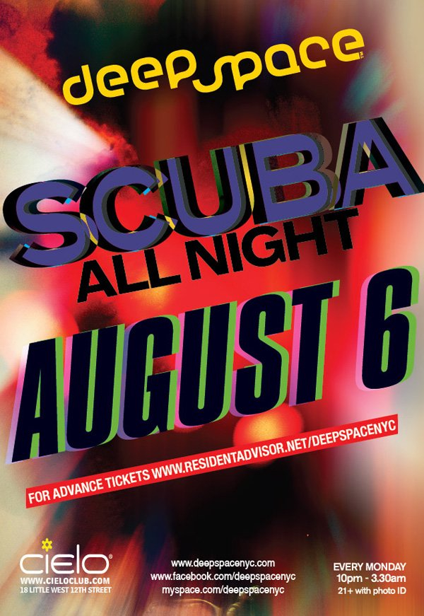 Scuba all Night at Deep Space - Flyer front