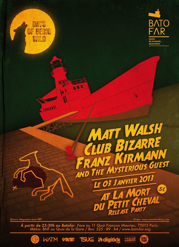 Matt Walsh, Club Bizarre, Franz Kirman - La Mort du Petit Cheval - Flyer front