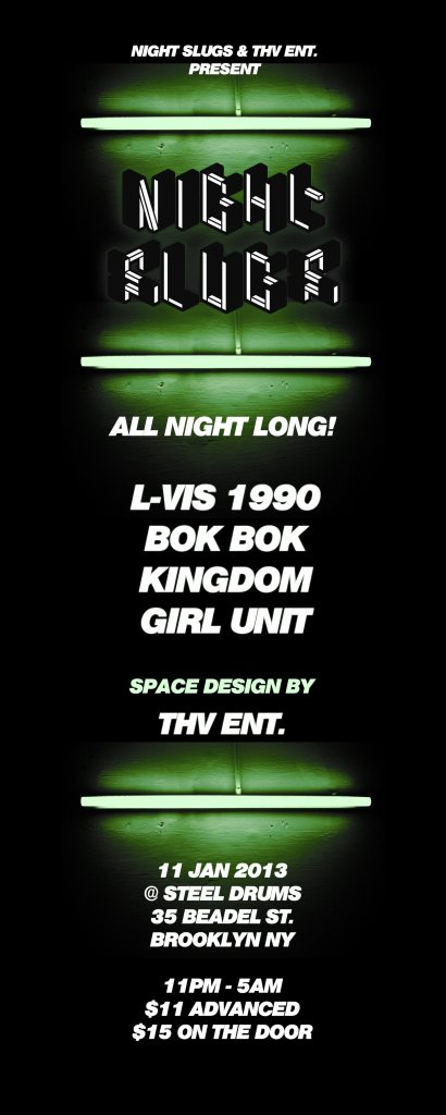 Night Slugs NYC with L-Vis 1990, Bok Bok, Girl Unit - Flyer front