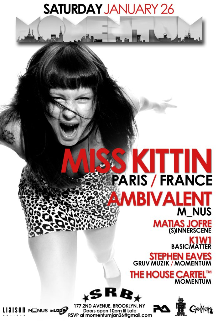 Momentum presents Miss Kittin and Ambivalent - Flyer front