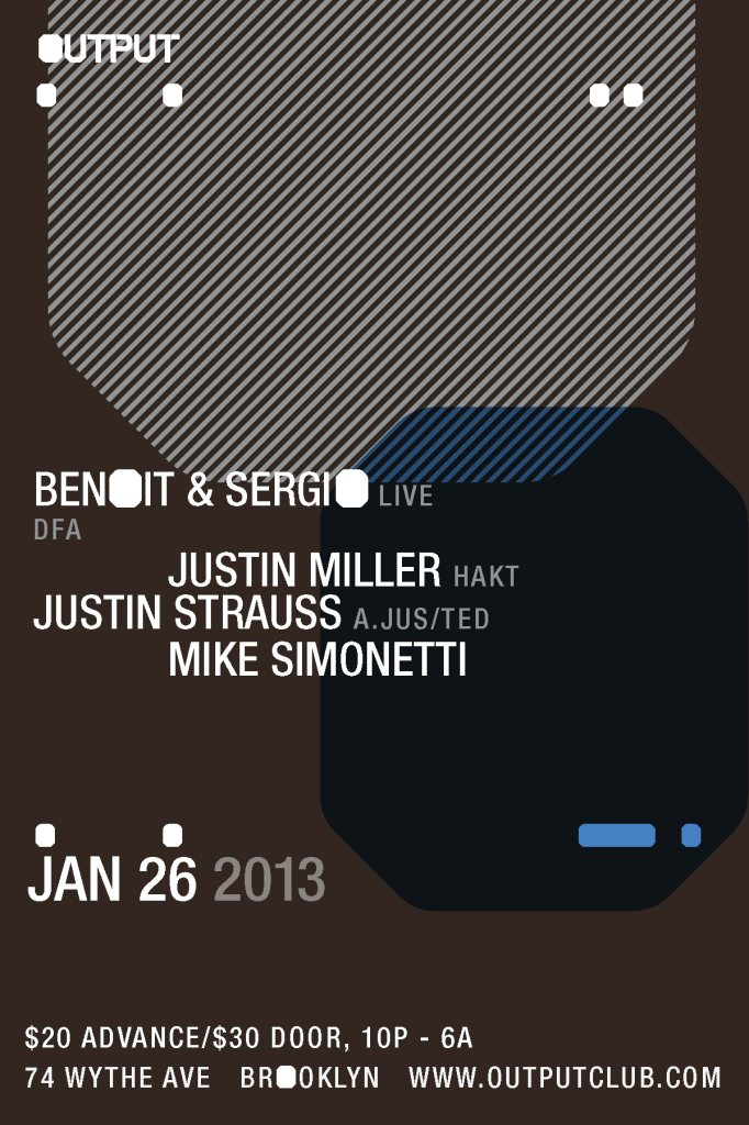 Benoit & Sergio Live, Justin Miller, Justin Strauss, Mike Simonetti - Flyer front