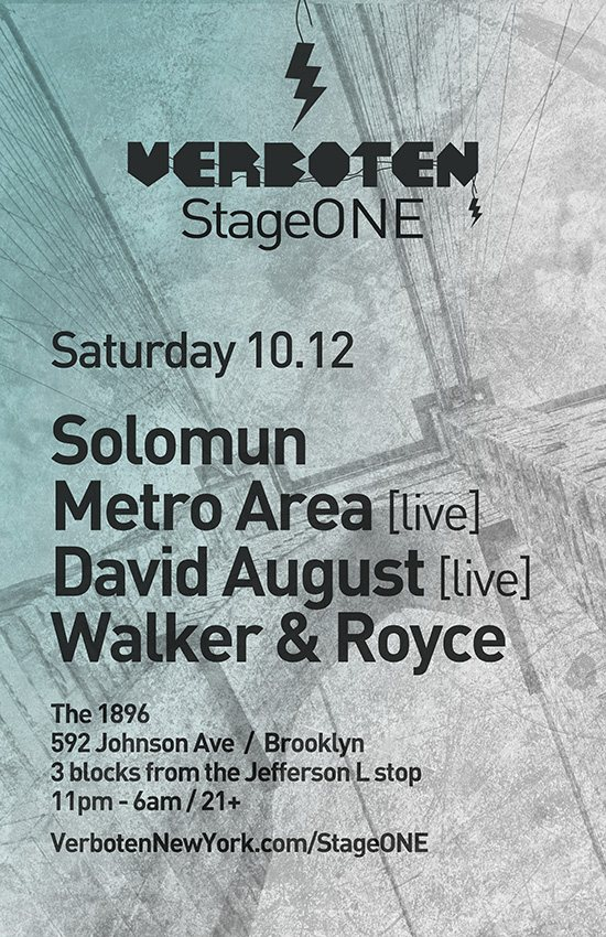 Verboten Stageone presents Solomun / Metro Area [live] / David August [live] / Walker & Royce - Flyer back