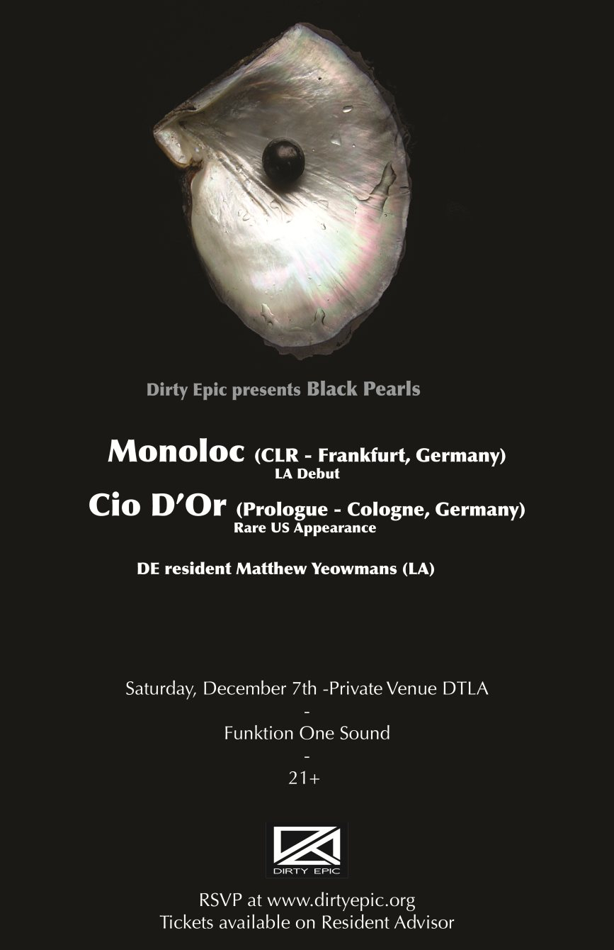 DE presents Black Pearls, a Night with Cio D'or and Monoloc - Flyer front